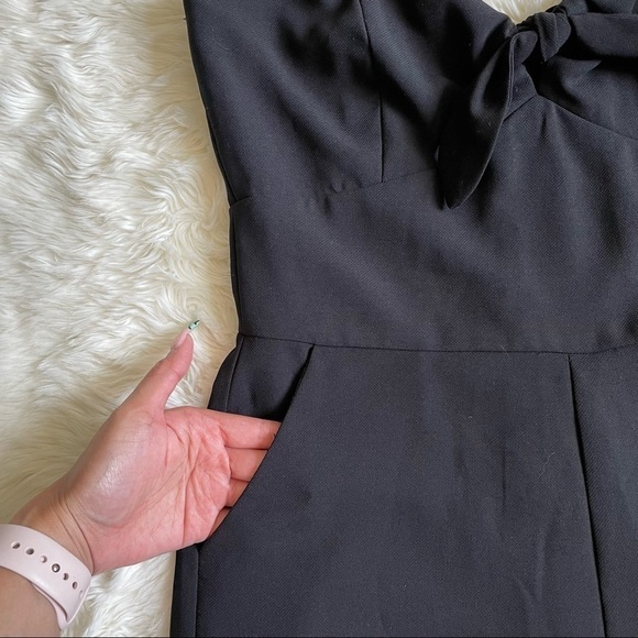 Adelyn Rae Jumpsuit Cropped Tie-Front Tassel Fringe Hem Classic Black S - Picture 8 of 14